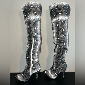 Forever Snakeskin Over-the-Knee Boots